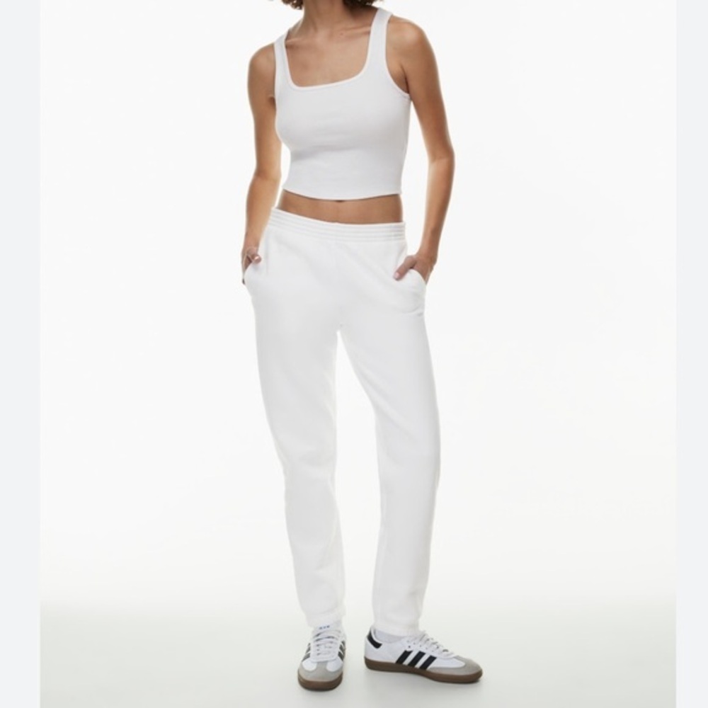 Aritzia TNA Cozy AF White Highrise Sweatpants Size Extra Small Cotton